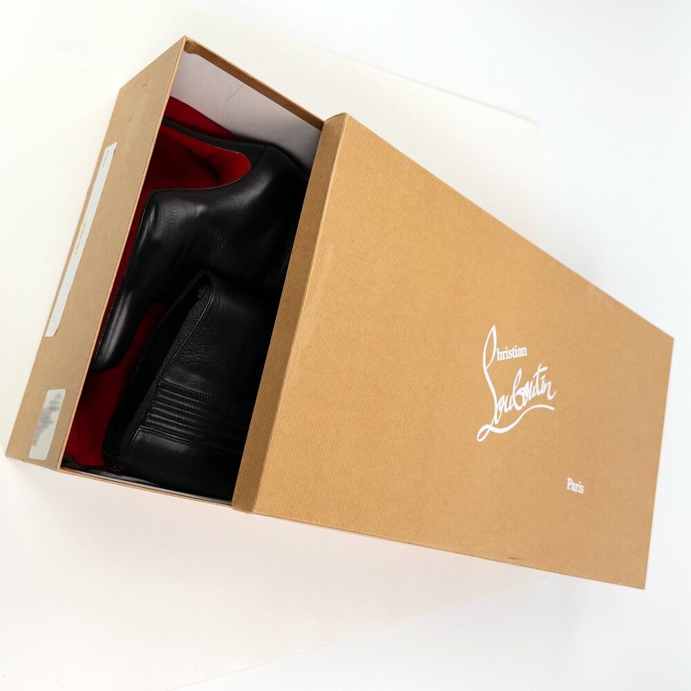 Christian Louboutin Black Leather Bourge 100 Knee-High Boots - Picture 12 of 14